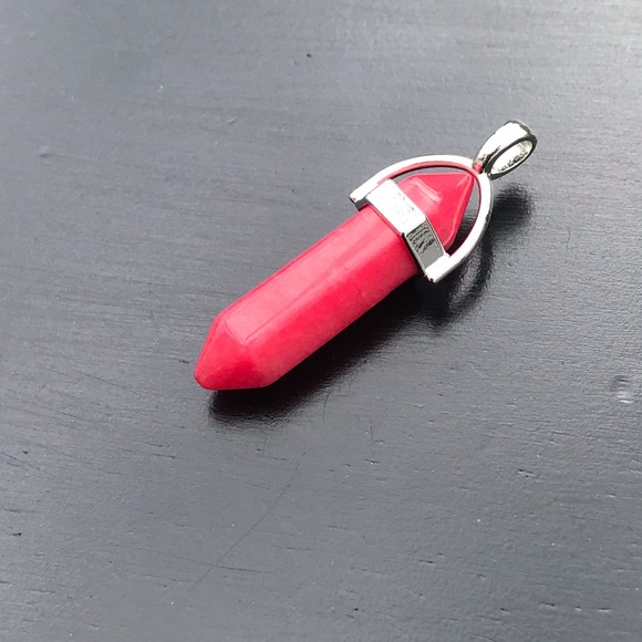 Red Jade Stone Chakra Healing Pendant - Picture 3 of 5
